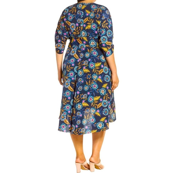 Eliza J Floral Hi-Lo Surplice Knee Length Dress Woman’s 20 Plus Size - Picture 2 of 12